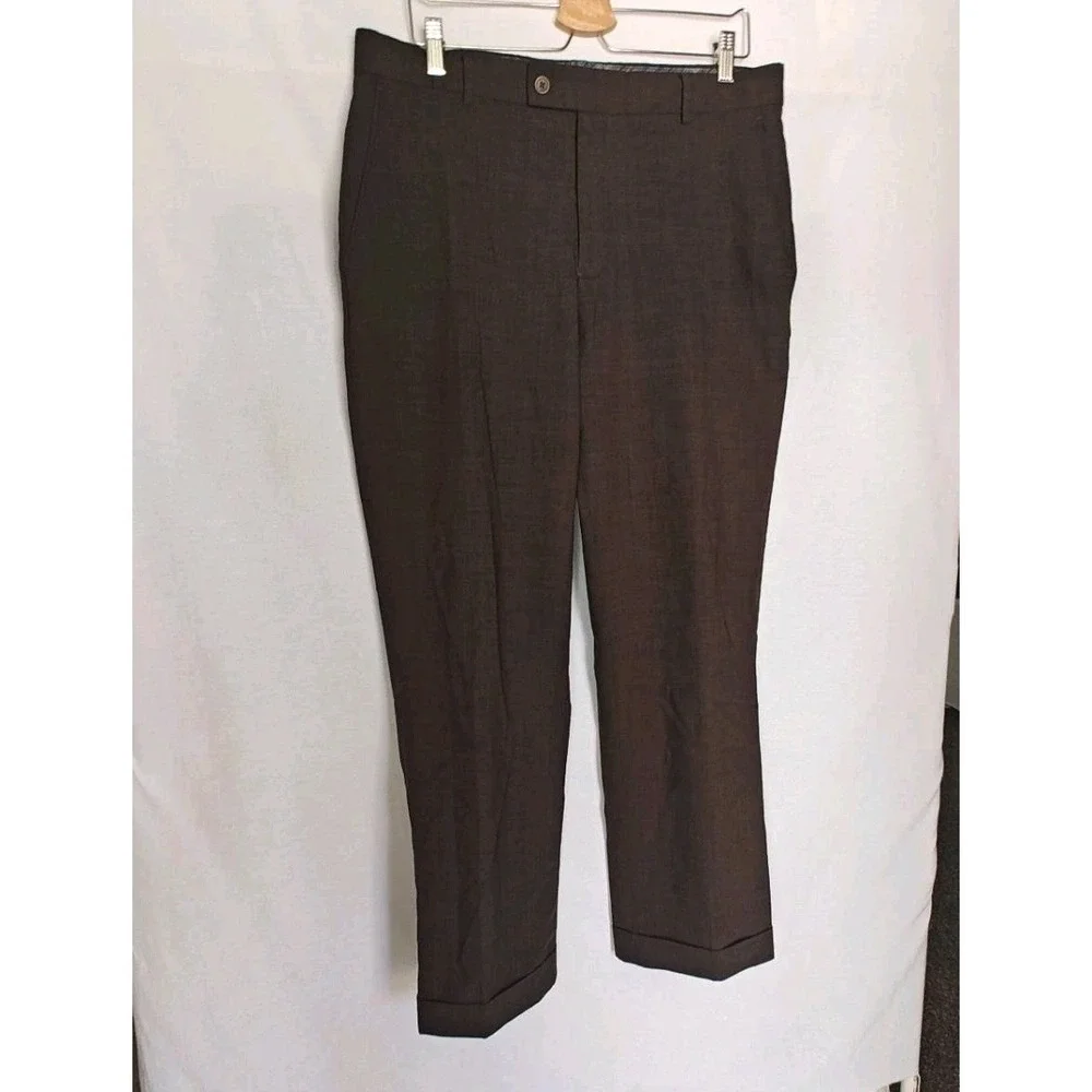 Rohan Pants Envoy Trousers Brown Classic Wool Blend Cuffed Hem 34‎ 30